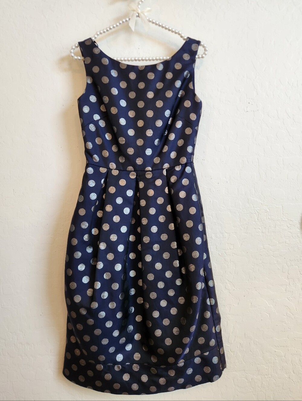 Eliza J New York Navy Polka Dot Sleeveless Fit-and-Flare Dress